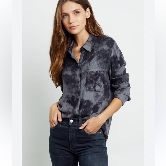 Rails Hunter Charcoal Tie Dye button down shirt NWOT - Picture 1 of 12